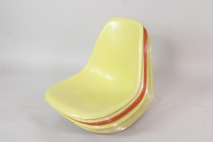Lot of 13 Herman Miller Eames Chair Fiberglass Shells, Orange Yellow