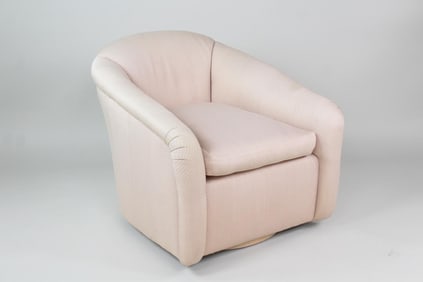 Pale Pink Milo Baughman Style Tub Chair