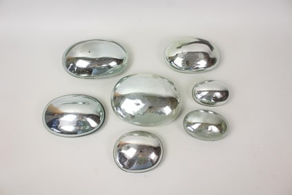 Set of 7 Biomorphic Mercury Glass Mirror Blobs Hanging Wall Sculptures