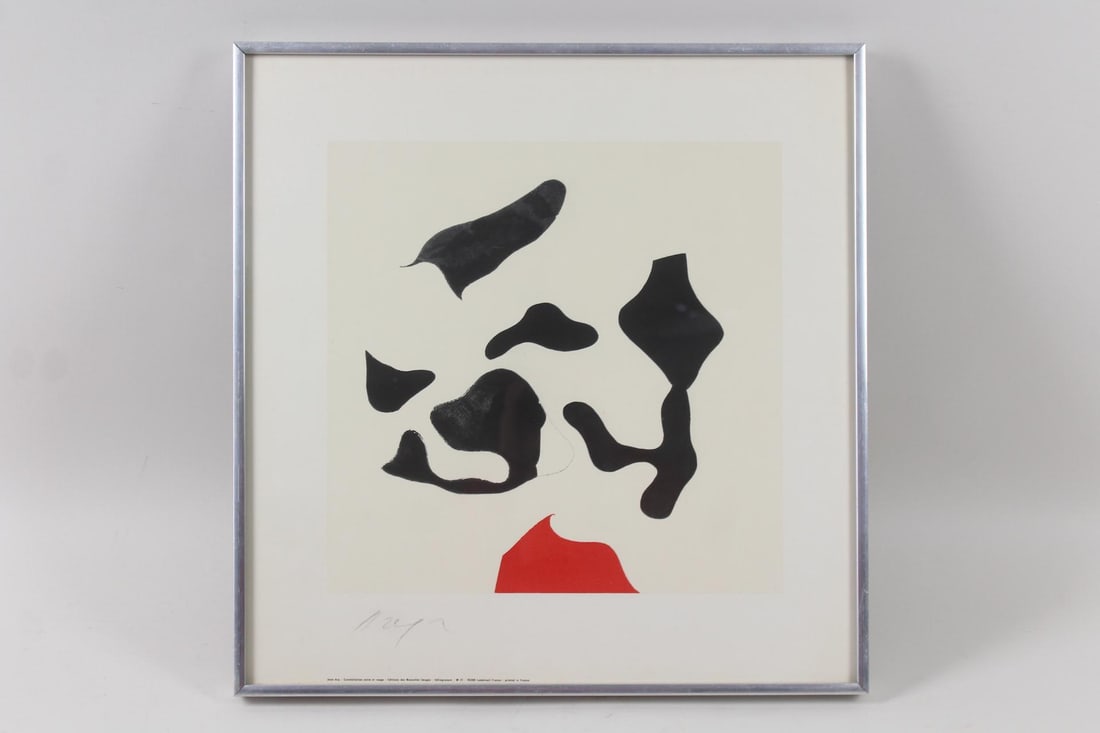 Jean Arp "Constellation Noire et Rouge" Print: Jean Arp "Constellation Noire et Rouge" Abstract Print.A heliogravure on paper, published byEdition des Nouvelles Images and printed in France.Signed in plated by the artist Jean Hans Arp (French/Swis