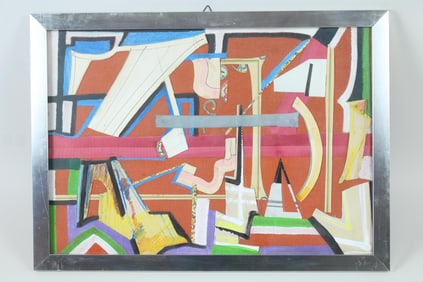 Framed Domenico Pellicano Abstract Mixed Media Collage 1979