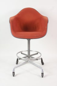 Herman Miller Eames Shell Draftsman's Stool, Brick Red