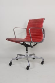 Patina'd Red Leather Eames Group Chair