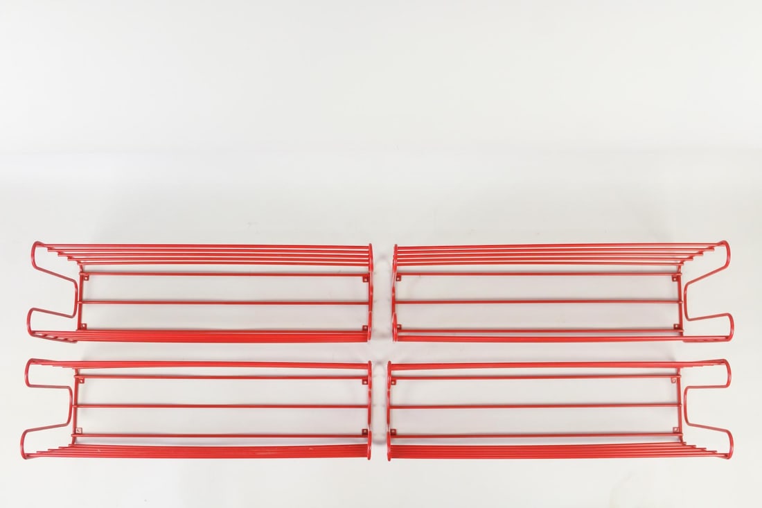 Set of 4 Postmodern IKEA Fran Shoe Red Wire Wall Shelves (1 of 8)