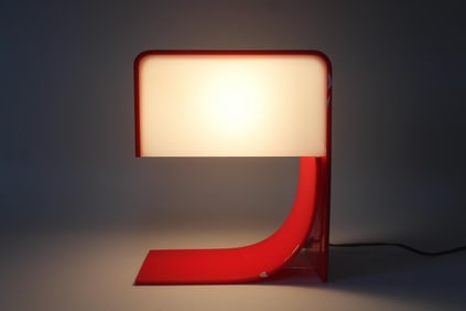 Space Age Molded Red Plexiglass Lamp by Neal Small