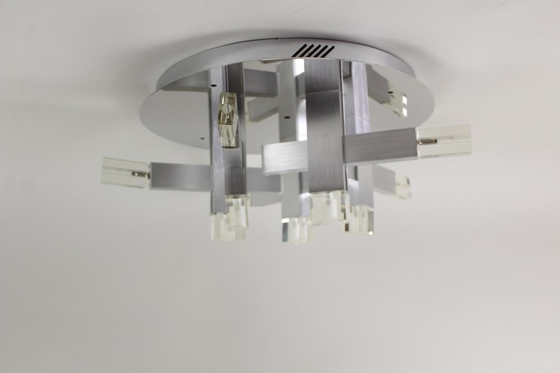 Mid Century Modern Sciolari Style Cubist Ceiling Mount Light (1 of 8)