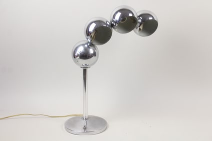 Mid-Century Modern Space Age Stacked Chrome Ball Arc Lamp
