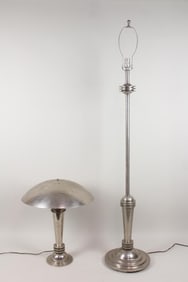Pair of Streamline Machine Age Lamps, Frederick Cooper Style