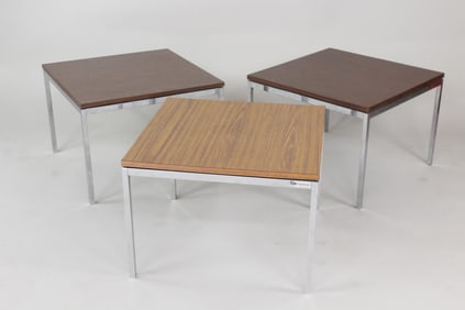 Group of 3 Knoll Laminate & Chrome Nesting Side Tables