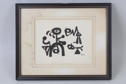 Framed Miro B&W Abstract Print