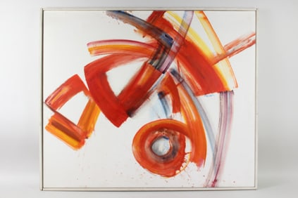 Mid Century Modern Japanese Abstract Painting Signed Matsushita