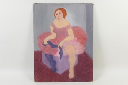 Minimalist Painting Portrait of Seated Ballerina, Milton Avery Style