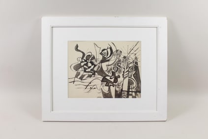Henry Jakobe Modernist Abstract Ink Drawing
