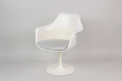 Mid-century Modern White Saarinen Style Tulip Armchair