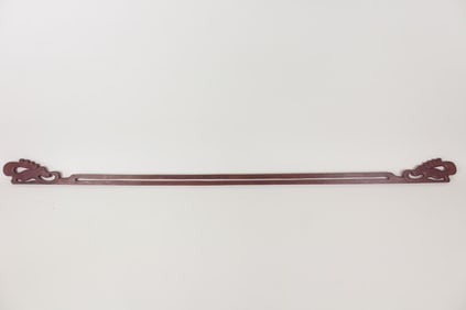Asian Carved Wood Tapestry Hanger with Animal Details
