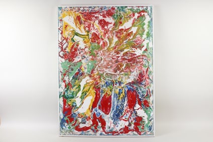 Modernist Abstract Painting, Colorful Swirly, John Stark Woodstock