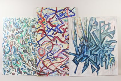 Lot of 3 Modernist Abstract Paintings, John Stark Woodstock
