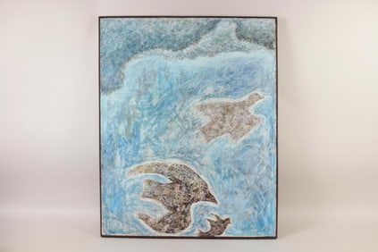 Modernist Abstract Painting of Birds, John Stark Woodstock
