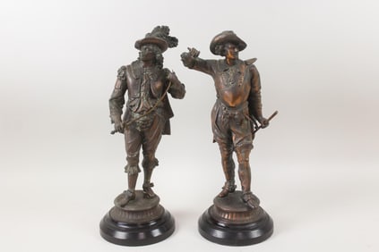 Pair of Japanned Finish Metal Figures, Don Juan and Don Caeser