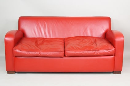 Red Leather Sofa, Minimalist Design