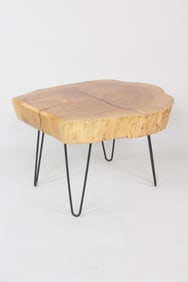 Live Edge Slab Top Coffee Table with Hairpin Legs