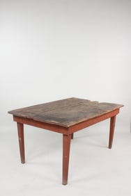 Primitive Red Painted Wood Farm Table