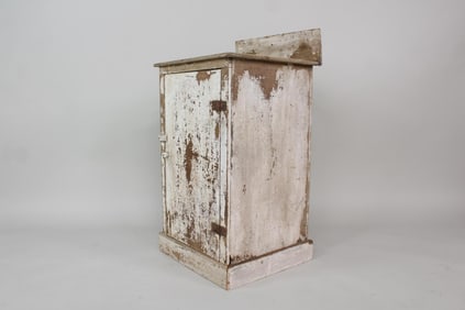 Primitive Small White Painted Wooden Cupboard Stand