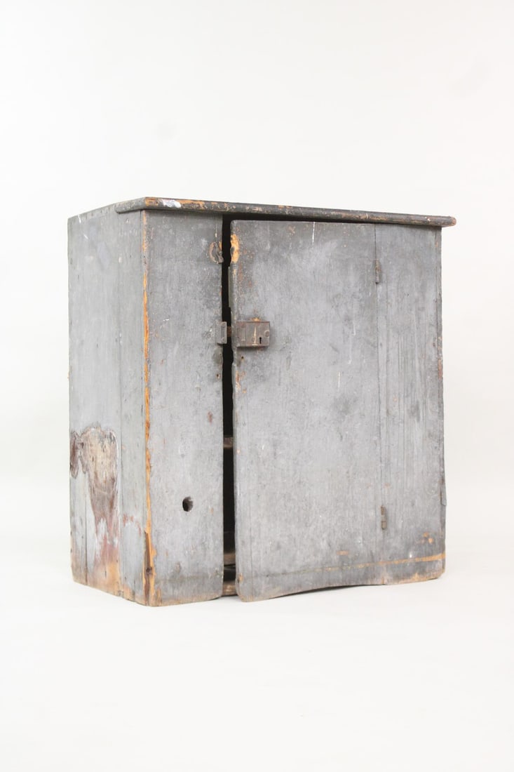 Painted Grey Primitive One-Door Low Cupboard (1 of 12)