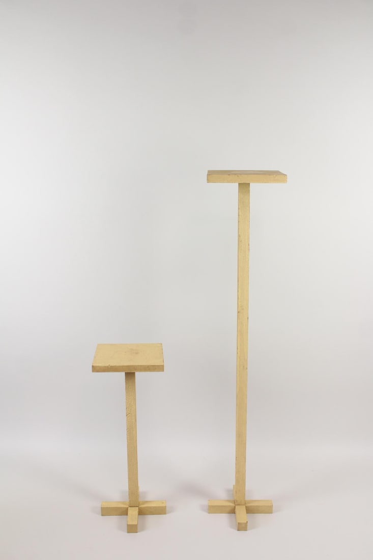 Pair of Minimalist Primitive Crackle Painted Wood Pedestals (1 of 7)