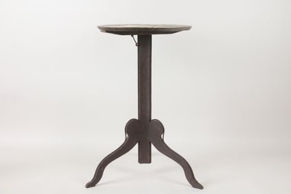 Primitive Painted Black Tilt Top Candle Stand