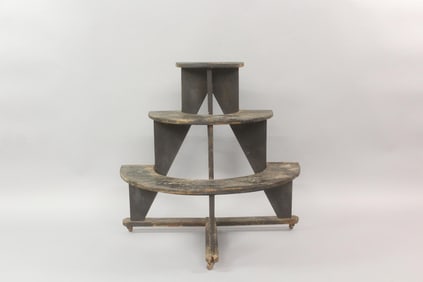 Black Painted Wood Tiered Plant Display Stand