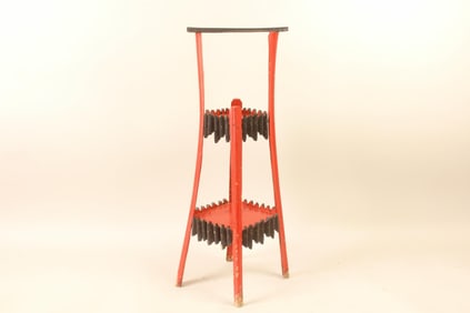 Folk Art Red & Black Adirondack Plant Stand