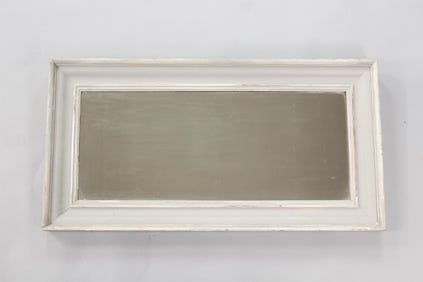 Grey Painted Wood Antique Mirror
