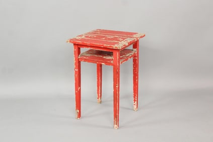 Small Red Painted Side Table