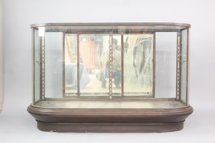 Antique Curved Glass Showcase Store Counter Display Case