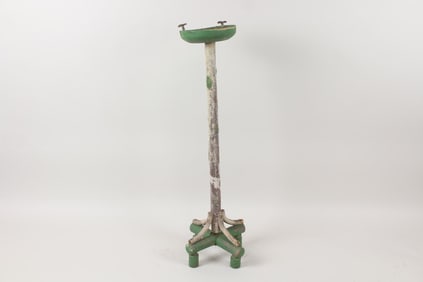 Folk Art Standing Ashtray, Painted Green