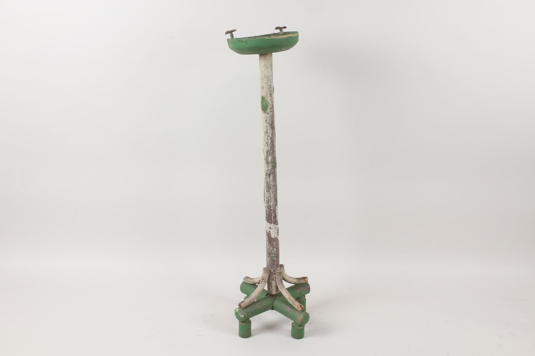 Folk Art Standing Ashtray, Painted Green (1 of 7)
