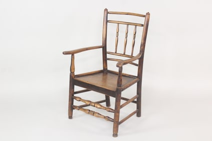 Turned Spindle Back Wooden Arm Chair
