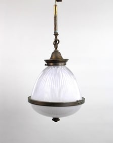 Art Nouveau Holophane Glass Teardrop Pendant Ceiling Light