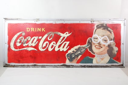 Billboard Size Coca-Cola Sign, Folk Art Funny Vandalized