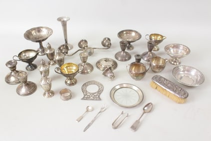 Lot of 29 Pieces Sterling Silver, Mostly Weighed, Vase, Candle