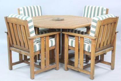 Set of Brown Jordan "Mission Teak" Dining Table and Chairs