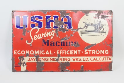 Enameled Sign, USHA Sewing Machines Calcutta