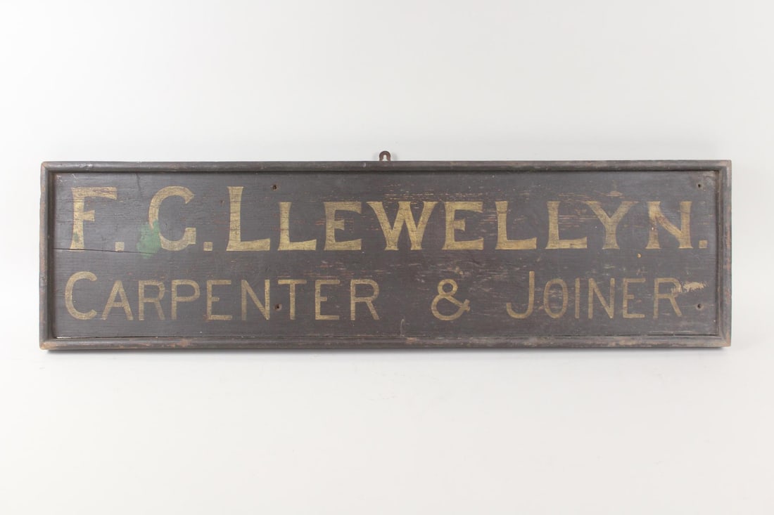 Antique Black & Gilt Painted Wood Carpenter Sign (1 of 6)