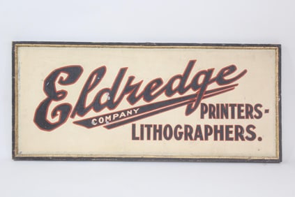 Large Painted Metal Sign "Eldredge Co Printers Lithographers"