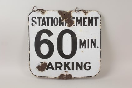 Black & White Enameled French Parking Sign