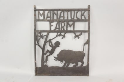 Cut-Out Sheet Metal Sign "Manatuck Farm" Stonington, CT, Folk Art
