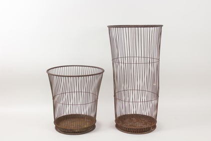 Pair of Wire Industrial Trash Cans