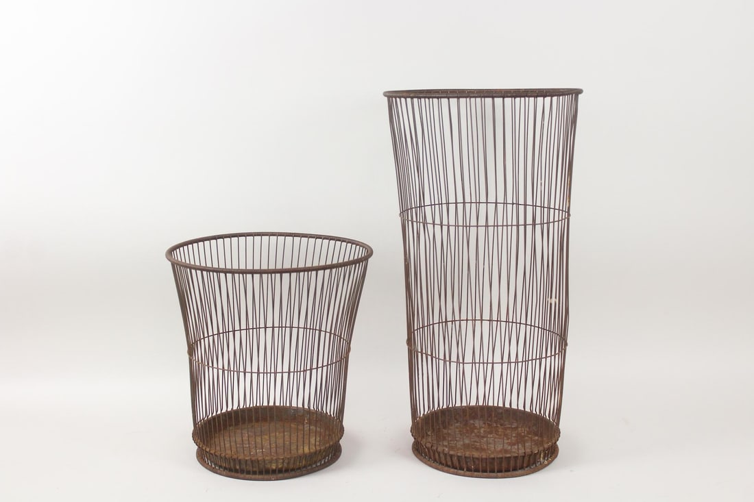 Pair of Wire Industrial Trash Cans (1 of 9)