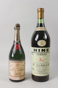 Oversized Moet Champagne 1943 & Hine Cognac Store Display Bottles